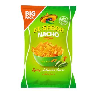 El sabor big nacho chips gluténmentes jalapeno 180 g
