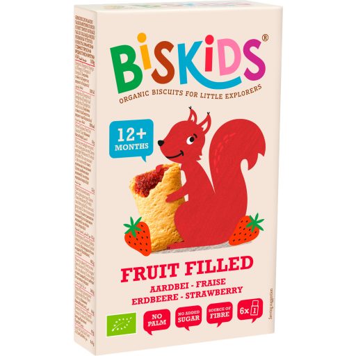 Biskids fruit filled biokeksz eperpürével töltve 120 g