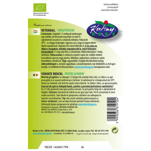 Réde bio retekmag csíráztatásra 30 g