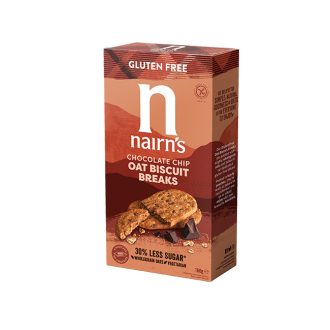   Nairns gluténmentes teljeskiőrlésű 56% rostdús zabkeksz csoki chips 160 g