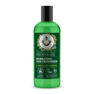   Babushka Agafia bio tusfürdő gél hidratáló és frissítő 5 mezei gyógynövénnyel 260 ml