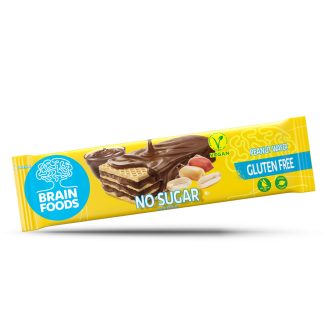   Brain Foods gluténmentes ostyaszelet csokoládéba mártott, földimogyorós, kakaós krémmel töltött, édesítőszerekkel 40 g