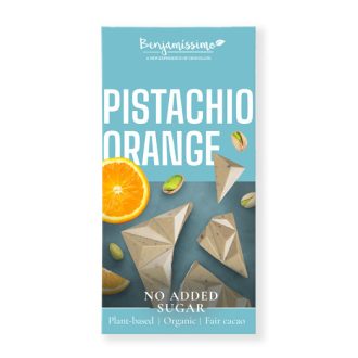   Benjamissimo bio vegán csokoládé pisztáciás tahinivel és narancsolajjal, hozzáadott cukor nélkül édesítőszerrel  60 g