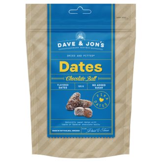   Dave & Jon's dates chocolate ball mag nélküli ízesített datolya kókuszos csokigolyó ízben, hozzáadott cukor nélkül 125 g
